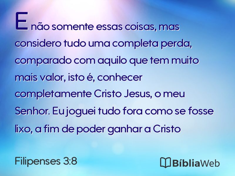 Filipenses 3:8 em imagem para compartilhar