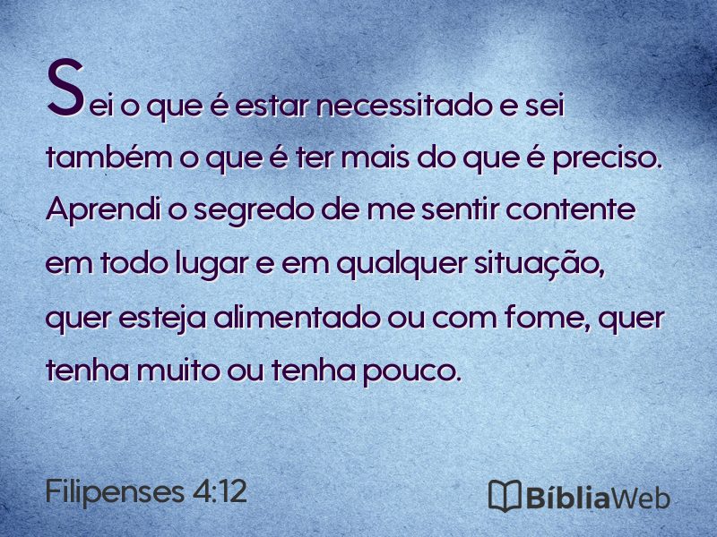 Filipenses 4:12 em imagem para compartilhar