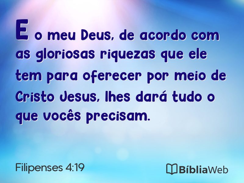 Filipenses 4:19 em imagem para compartilhar