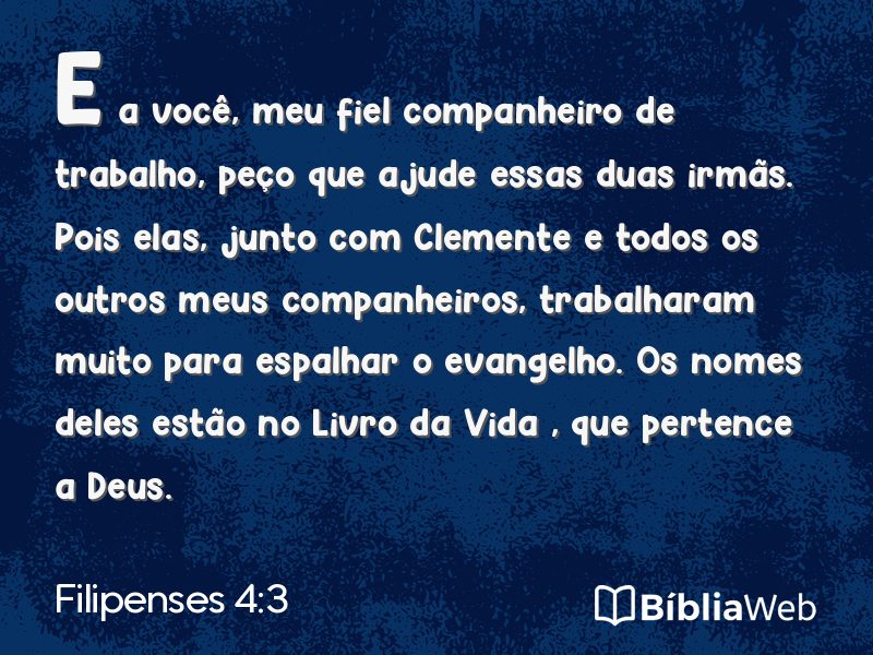 Filipenses 4:3 em imagem para compartilhar