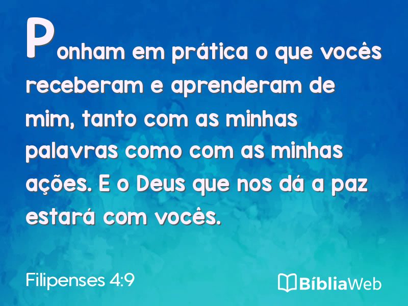 Filipenses 4:9 em imagem para compartilhar