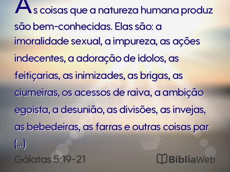 Gálatas 5:19-21 em imagem para compartilhar