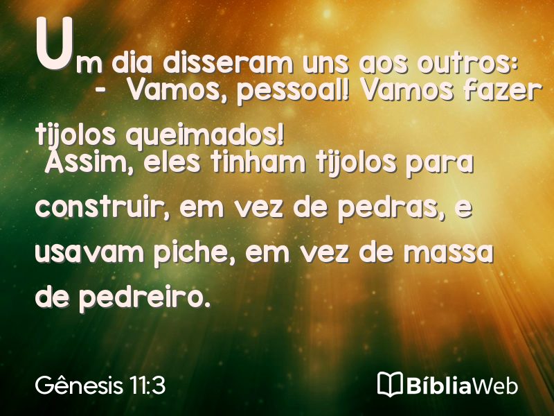 Gênesis 11:3 em imagem para compartilhar