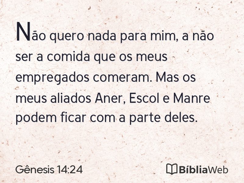 Gênesis 14:24 em imagem para compartilhar