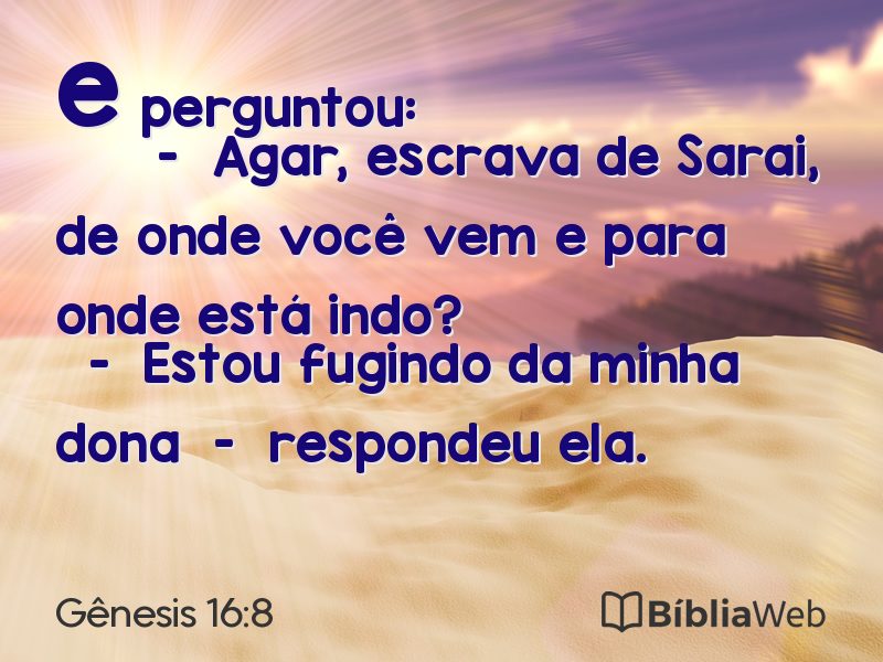 Gênesis 16:8 em imagem para compartilhar