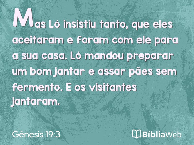 Gênesis 19:3 em imagem para compartilhar