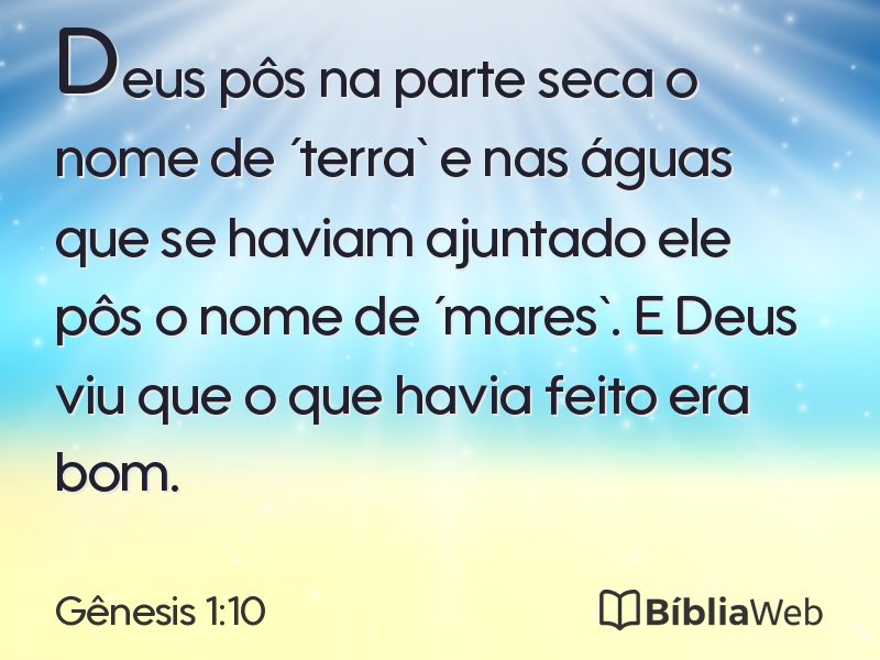 Gênesis 1:10 em imagem para compartilhar