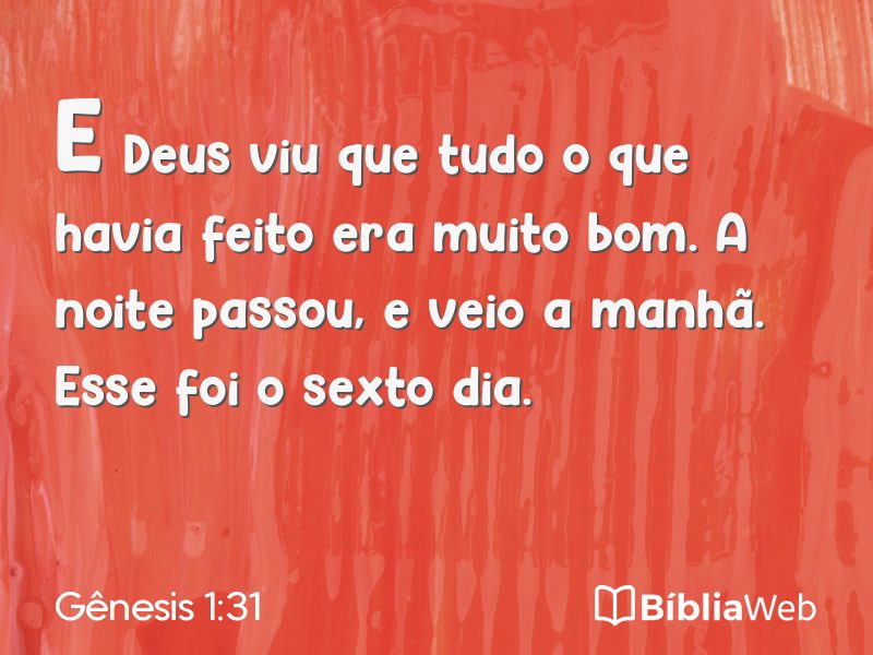 Gênesis 1:31 em imagem para compartilhar