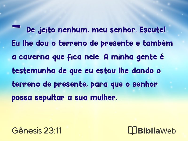 Gênesis 23:11 em imagem para compartilhar