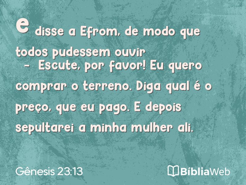 Gênesis 23:13 em imagem para compartilhar