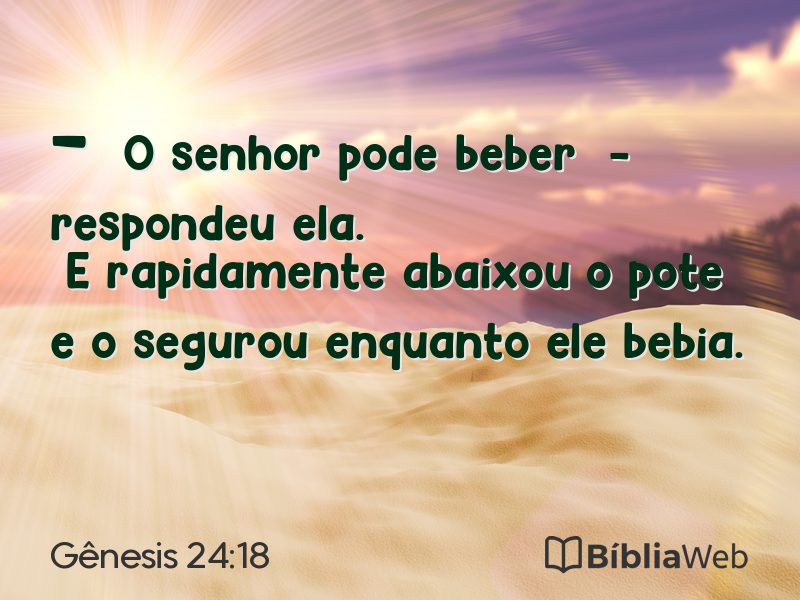 Gênesis 24:18 em imagem para compartilhar