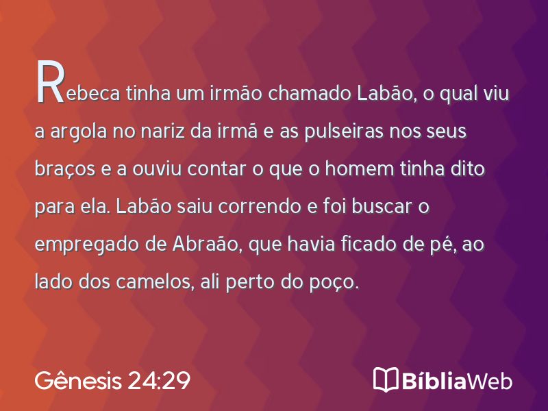 Gênesis 24:29 em imagem para compartilhar
