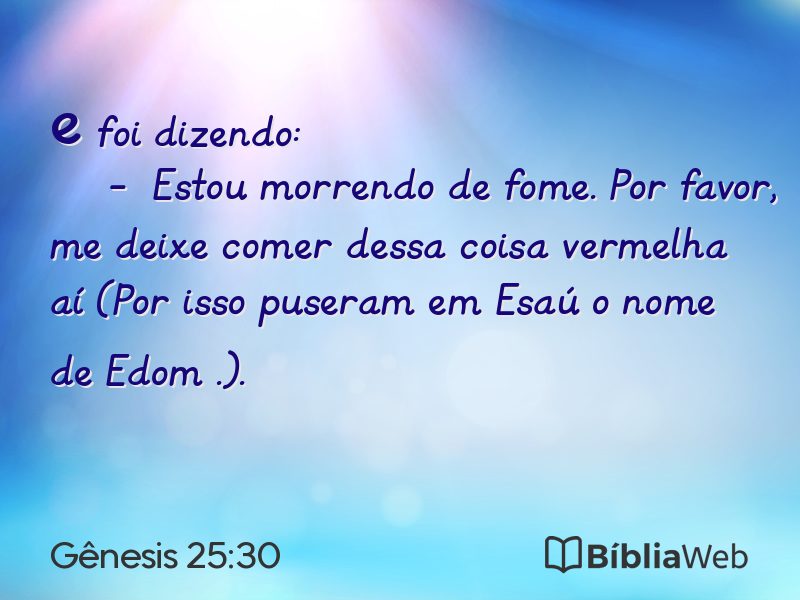 Gênesis 25:30 em imagem para compartilhar
