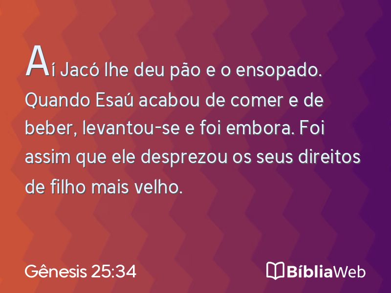 Gênesis 25:34 em imagem para compartilhar