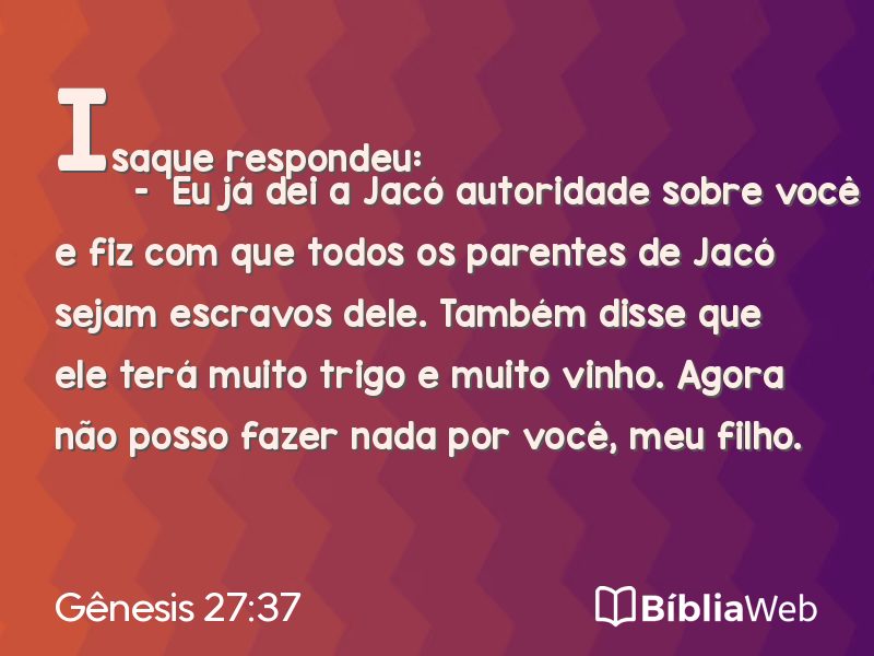 Gênesis 27:37 em imagem para compartilhar