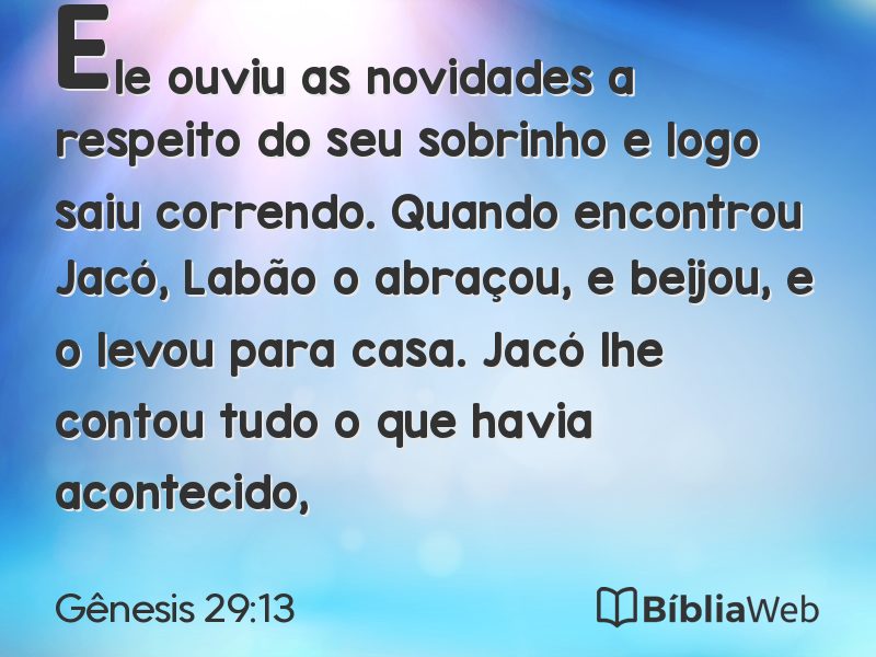 Gênesis 29:13 em imagem para compartilhar