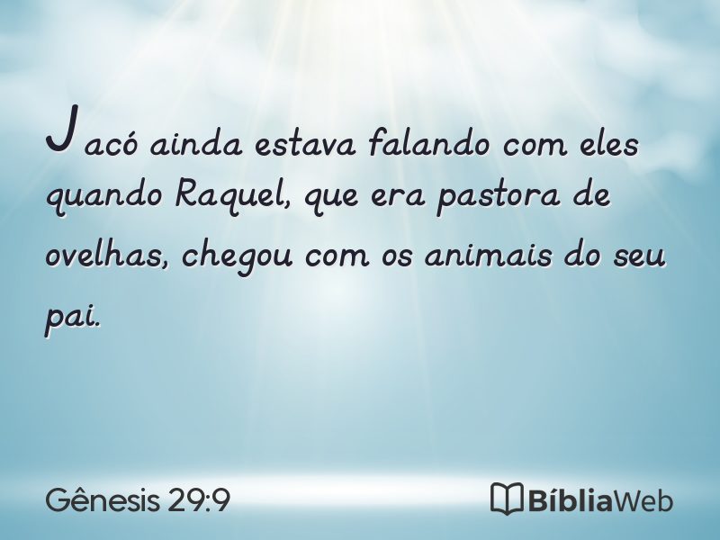 Gênesis 29:9 em imagem para compartilhar