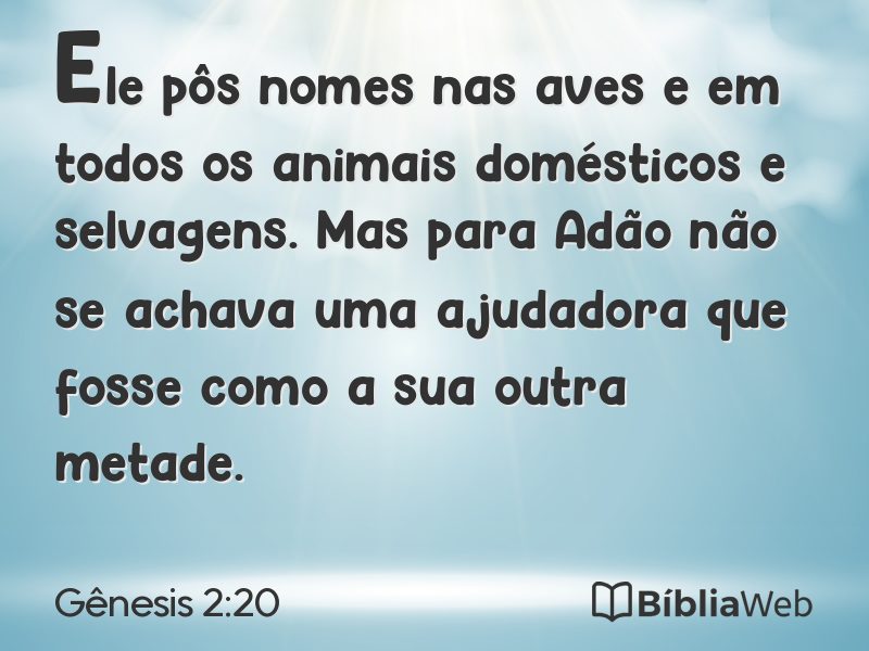Gênesis 2:20 em imagem para compartilhar