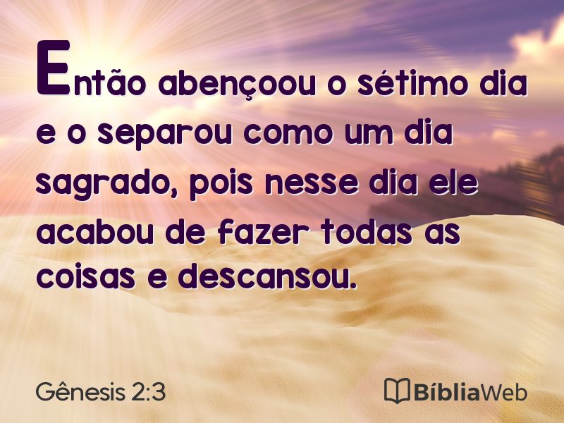 Gênesis 2:3 em imagem para compartilhar
