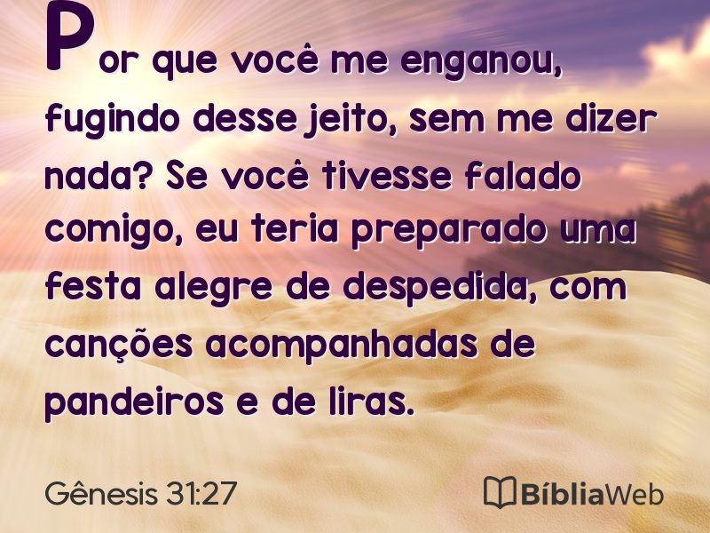 Gênesis 31:27 em imagem para compartilhar