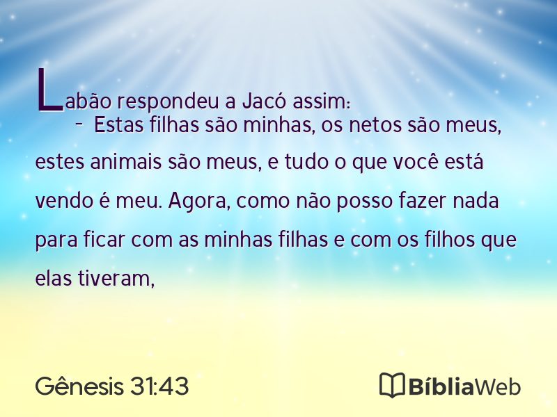 Gênesis 31:43 em imagem para compartilhar