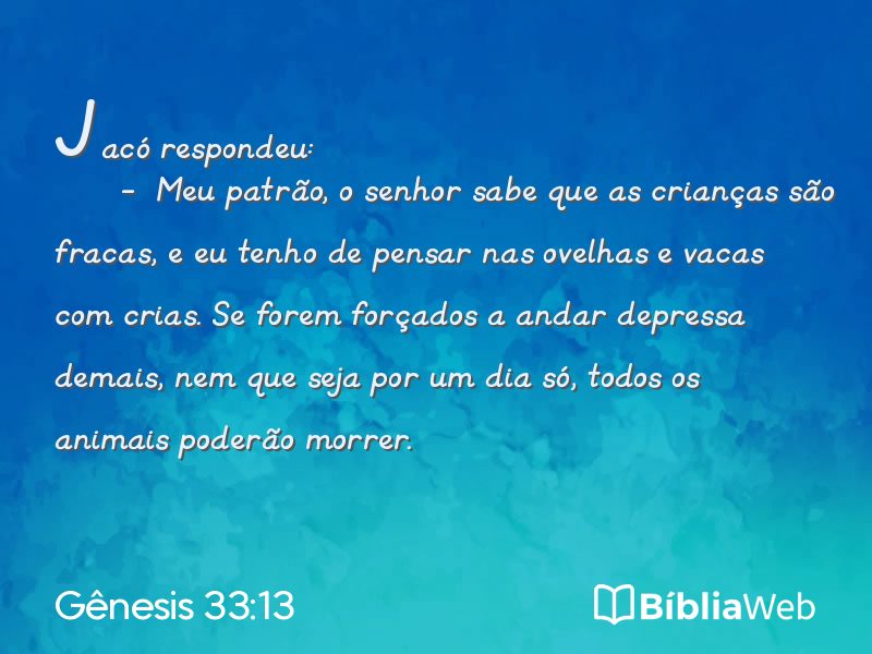 Gênesis 33:13 em imagem para compartilhar