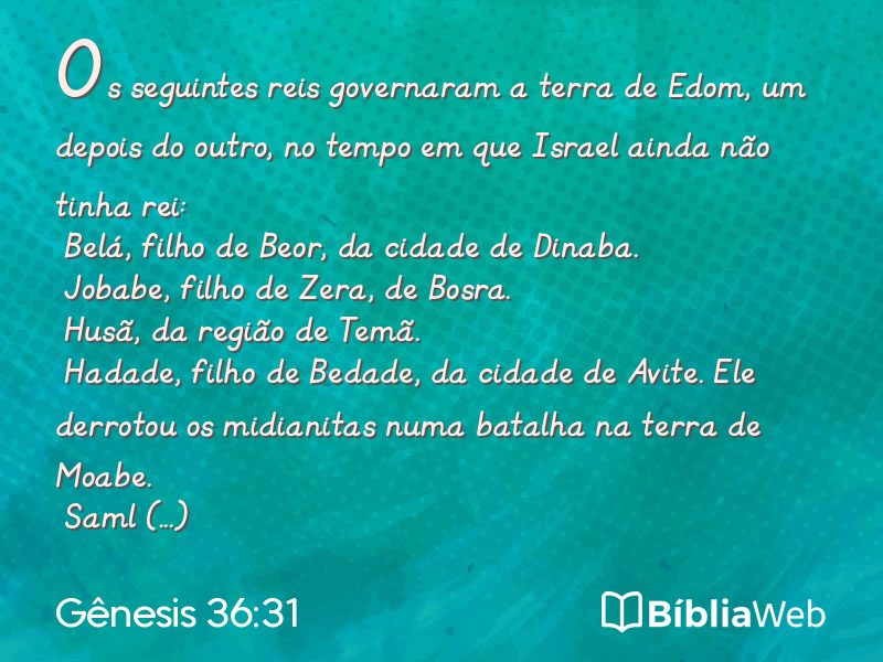 Gênesis 36:31 em imagem para compartilhar