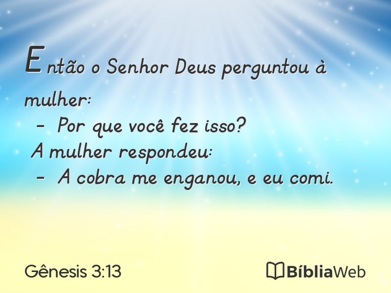 Gênesis 3:13 em imagem para compartilhar