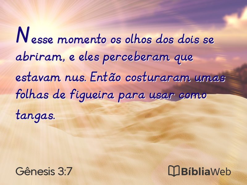 Gênesis 3:7 em imagem para compartilhar