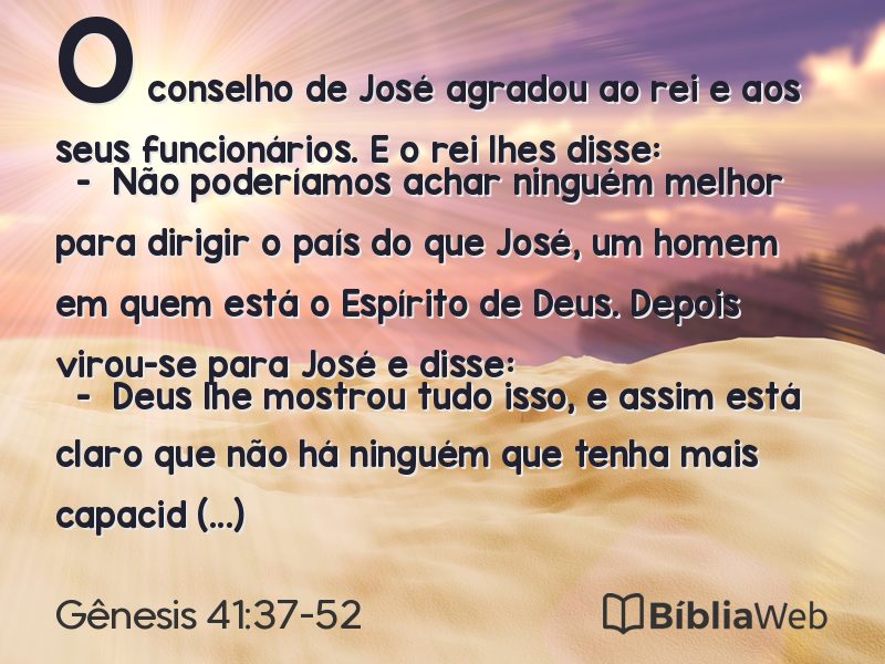 Gênesis 41:37-52 em imagem para compartilhar