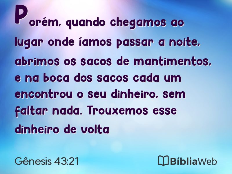 Gênesis 43:21 em imagem para compartilhar