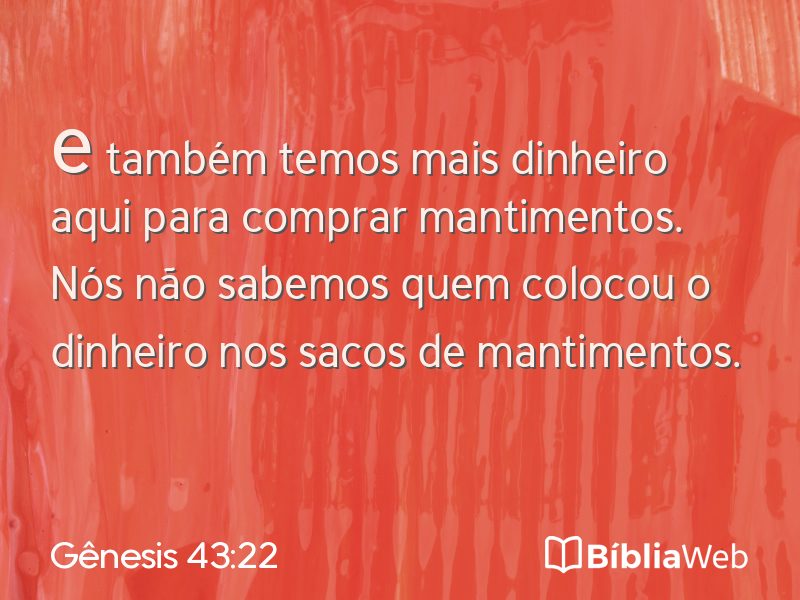 Gênesis 43:22 em imagem para compartilhar
