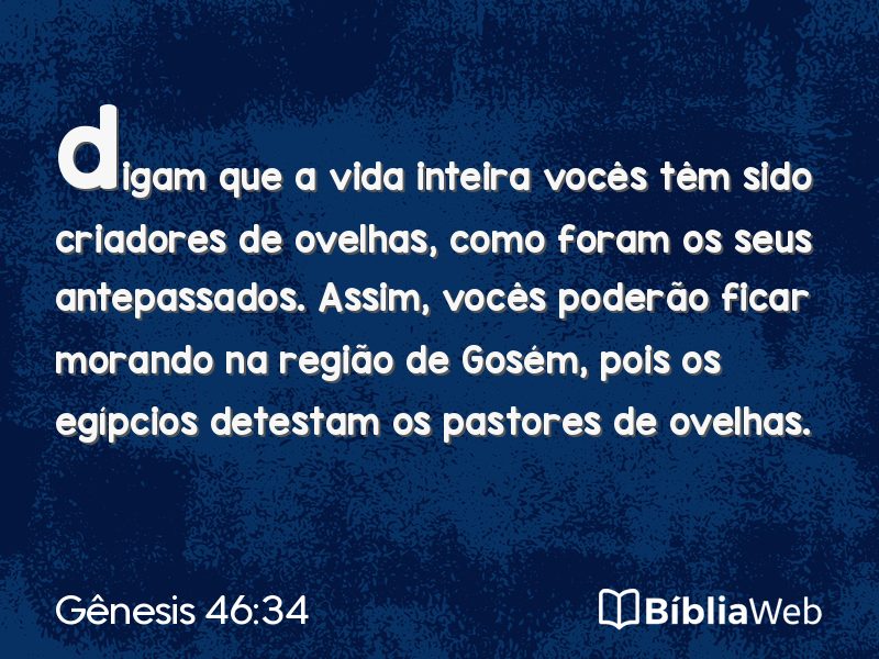 Gênesis 46:34 em imagem para compartilhar