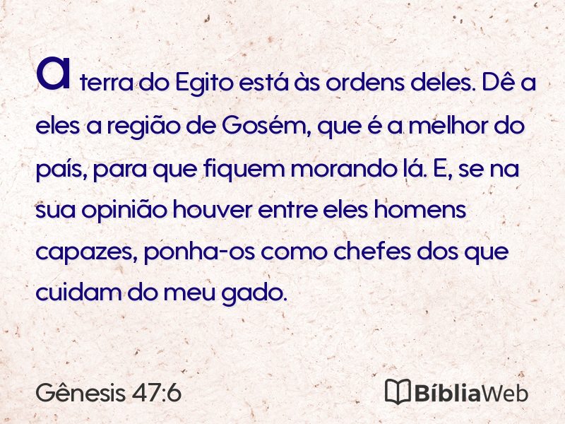 Gênesis 47:6 em imagem para compartilhar