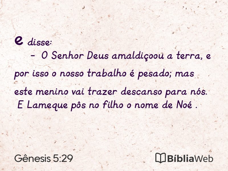 Gênesis 5:29 em imagem para compartilhar