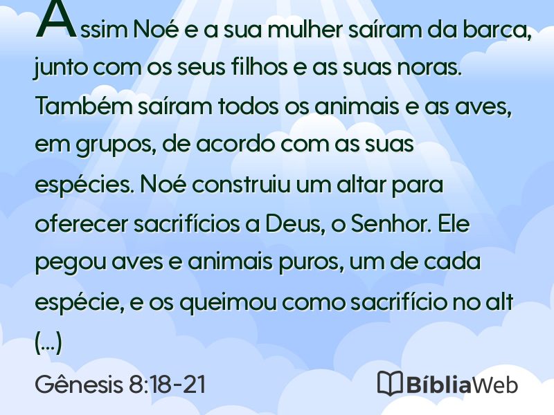Gênesis 8:18-21 em imagem para compartilhar