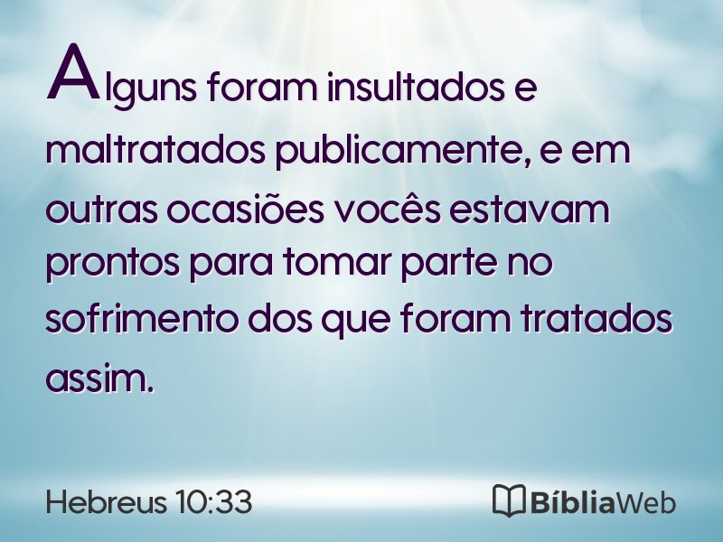 Hebreus 10:33 em imagem para compartilhar