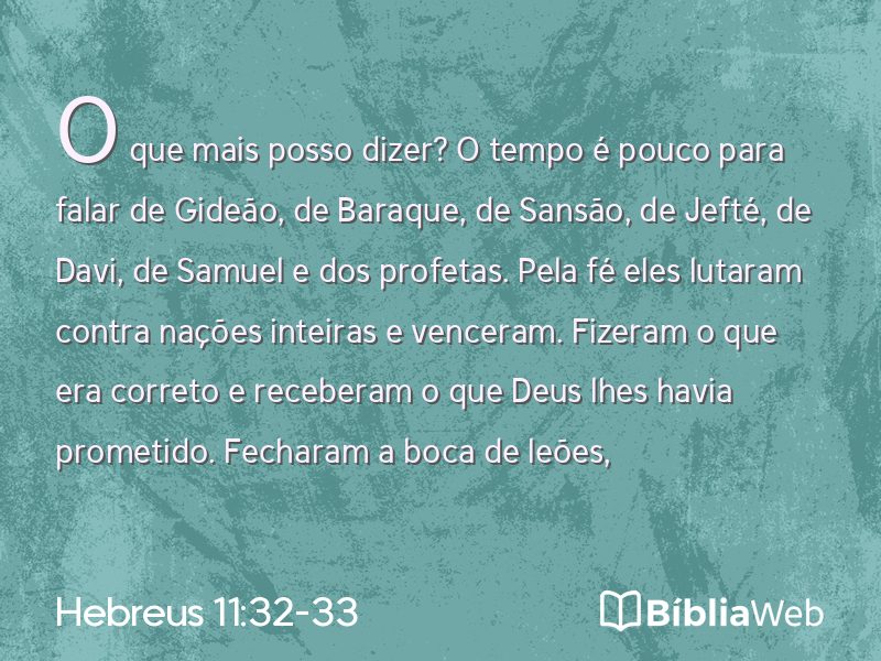 Hebreus 11:32-33 em imagem para compartilhar