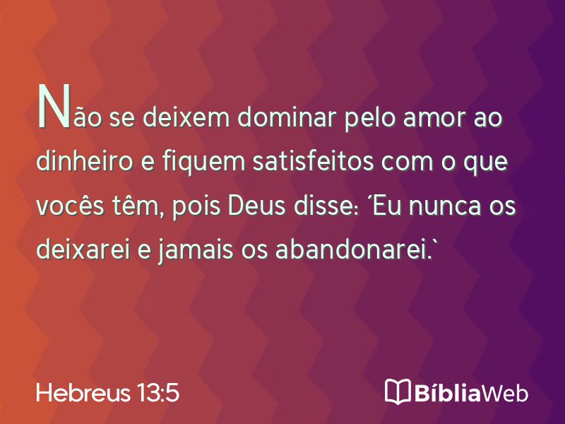 Hebreus 13:5 em imagem para compartilhar