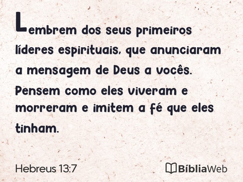 Hebreus 13:7 em imagem para compartilhar