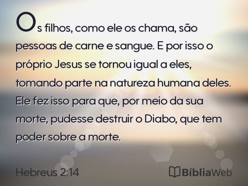 Hebreus 2:14 em imagem para compartilhar