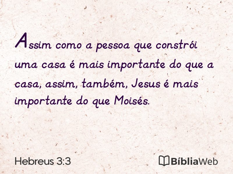 Hebreus 3:3 em imagem para compartilhar