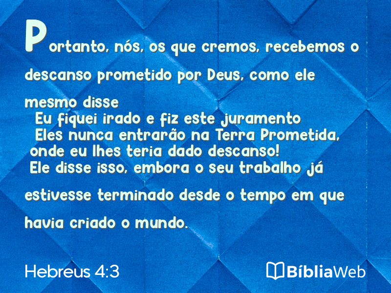 Hebreus 4:3 em imagem para compartilhar