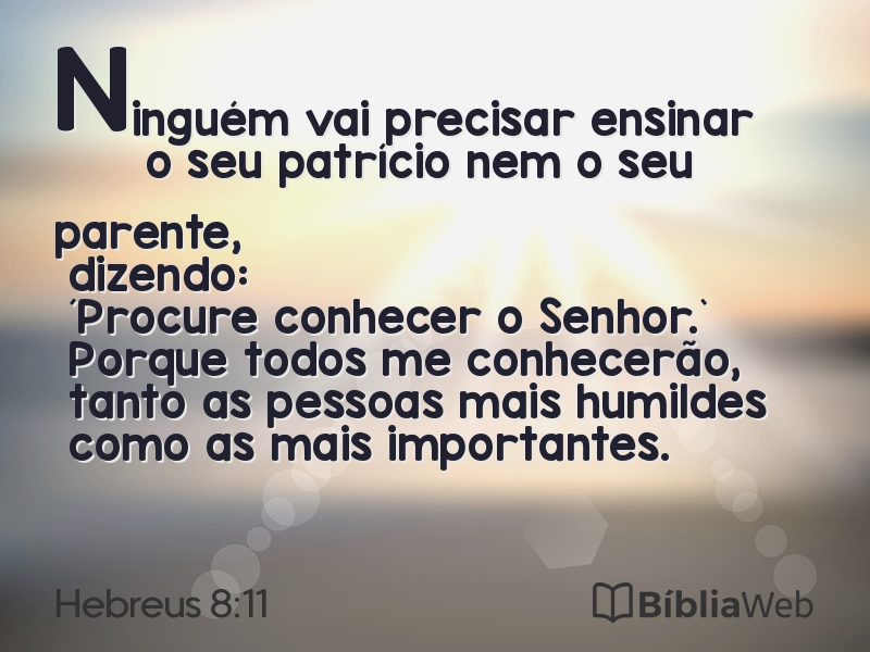 Hebreus 8:11 em imagem para compartilhar