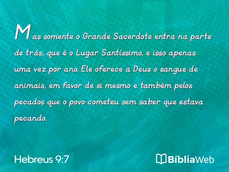 Hebreus 9:7 em imagem para compartilhar