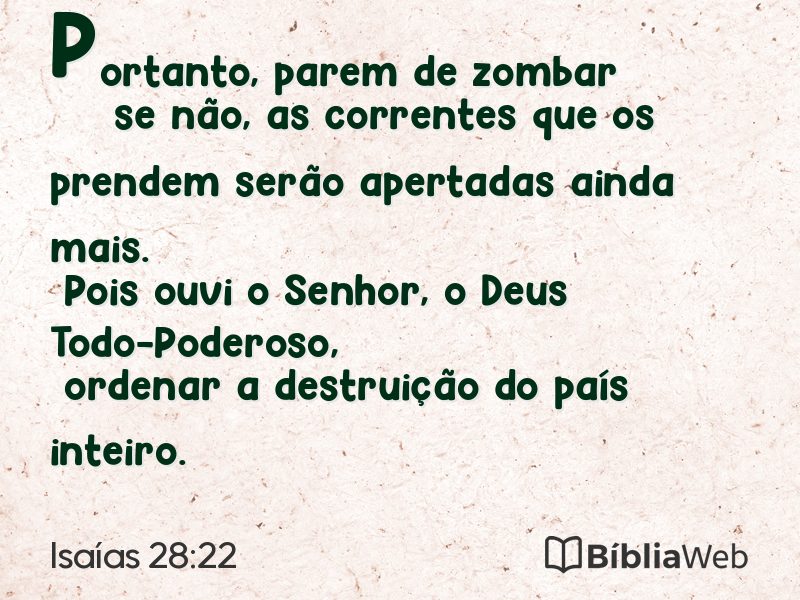 Isaías 28:22 em imagem para compartilhar