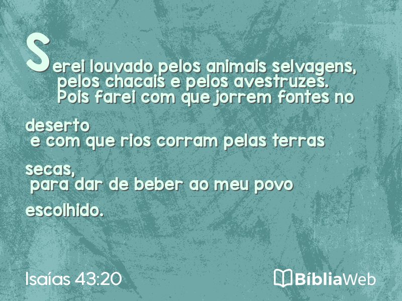Isaías 43:20 em imagem para compartilhar