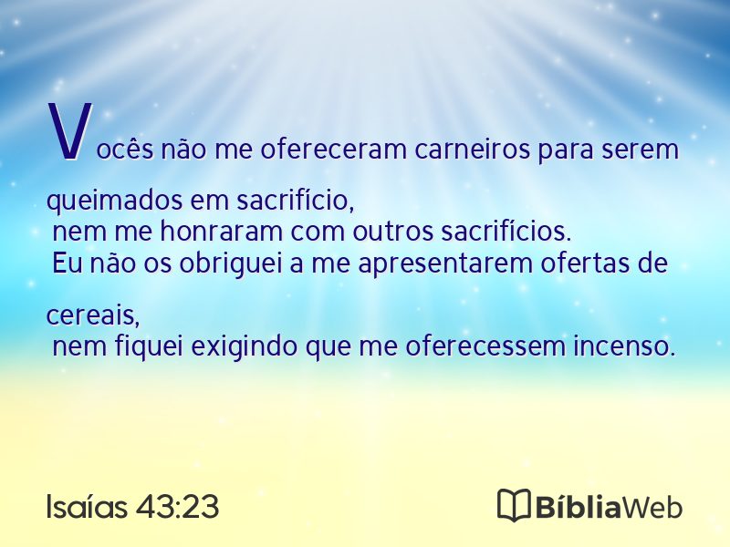Isaías 43:23 em imagem para compartilhar