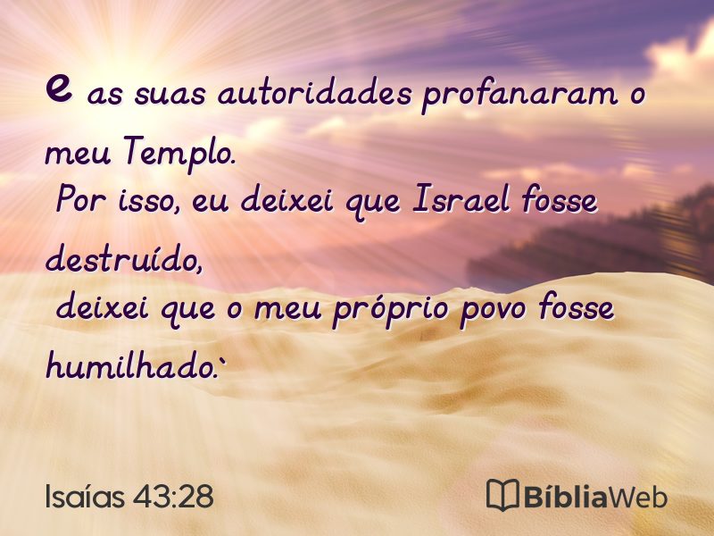 Isaías 43:28 em imagem para compartilhar