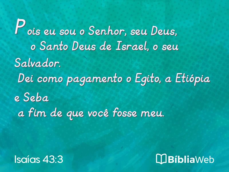 Isaías 43:3 em imagem para compartilhar